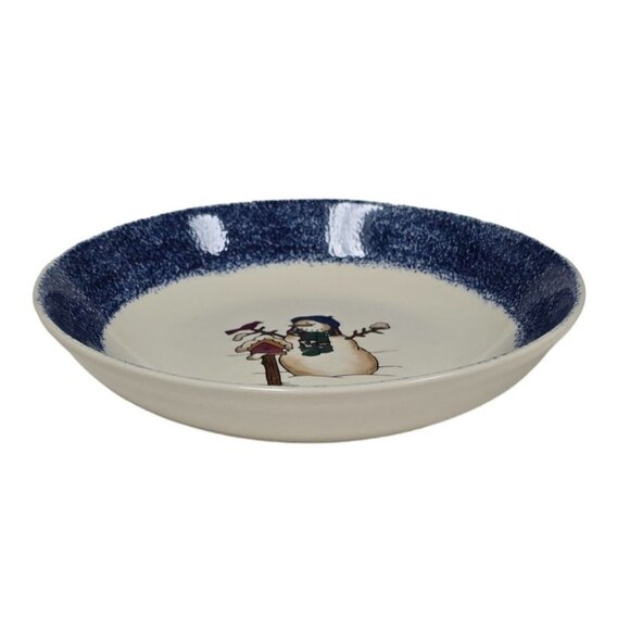 Vintage Christmas Meiwa Snowman Bowl 8" Ceramic Holiday Dinnerware - Picture 2 of 6